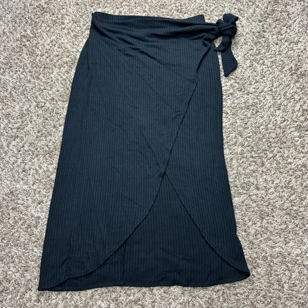 Reformation Black Wrap Skirt